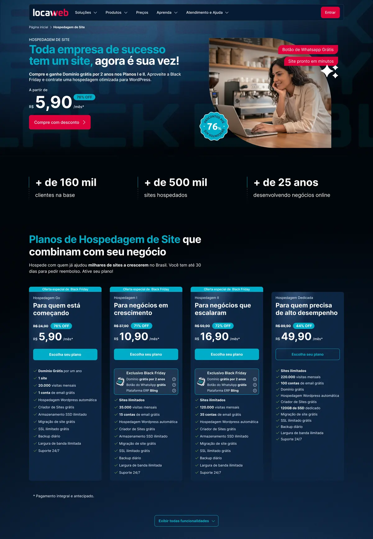 Página de Hospedagem de Site na Black Friday