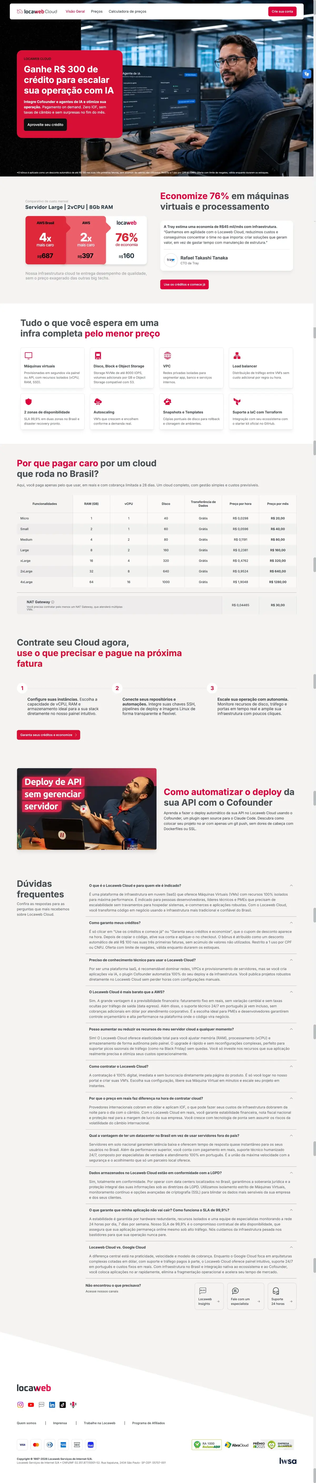 Página da campanha da IA Conference: Ganhe R$ 300 de crédito para escalar sua operação com IA